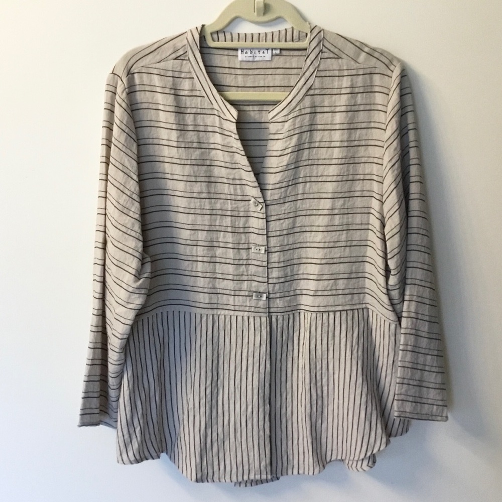 Habitat Mixed Stripe Button Down Top - L